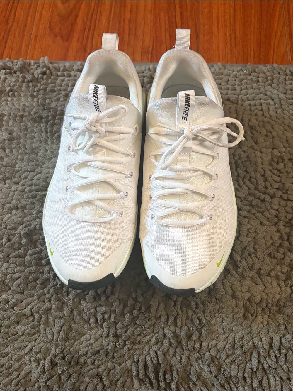 Nike women White Sneakers with Lime Accent